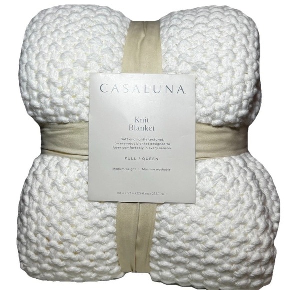 Casaluna Knit Blanket Full/Queen White Soft Textured Everyday Blanket - Picture 1 of 5